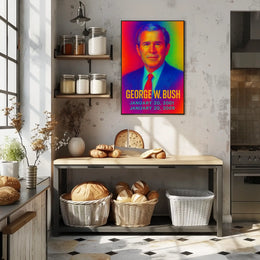 George W. Bush 43rd President of the United States Neon Gradient Overlay Poster
