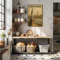 New York Skyline And The Statue Of Poster