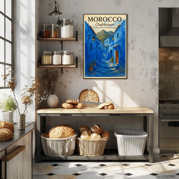 Chefchaouen Blue Pearl Moroccan Street Art Poster
