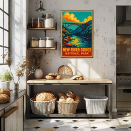 New River Gorge Vintage Travel Adventure Poster