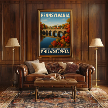 Pennsylvania Gettysburg Longwood Gardens Travel Poster