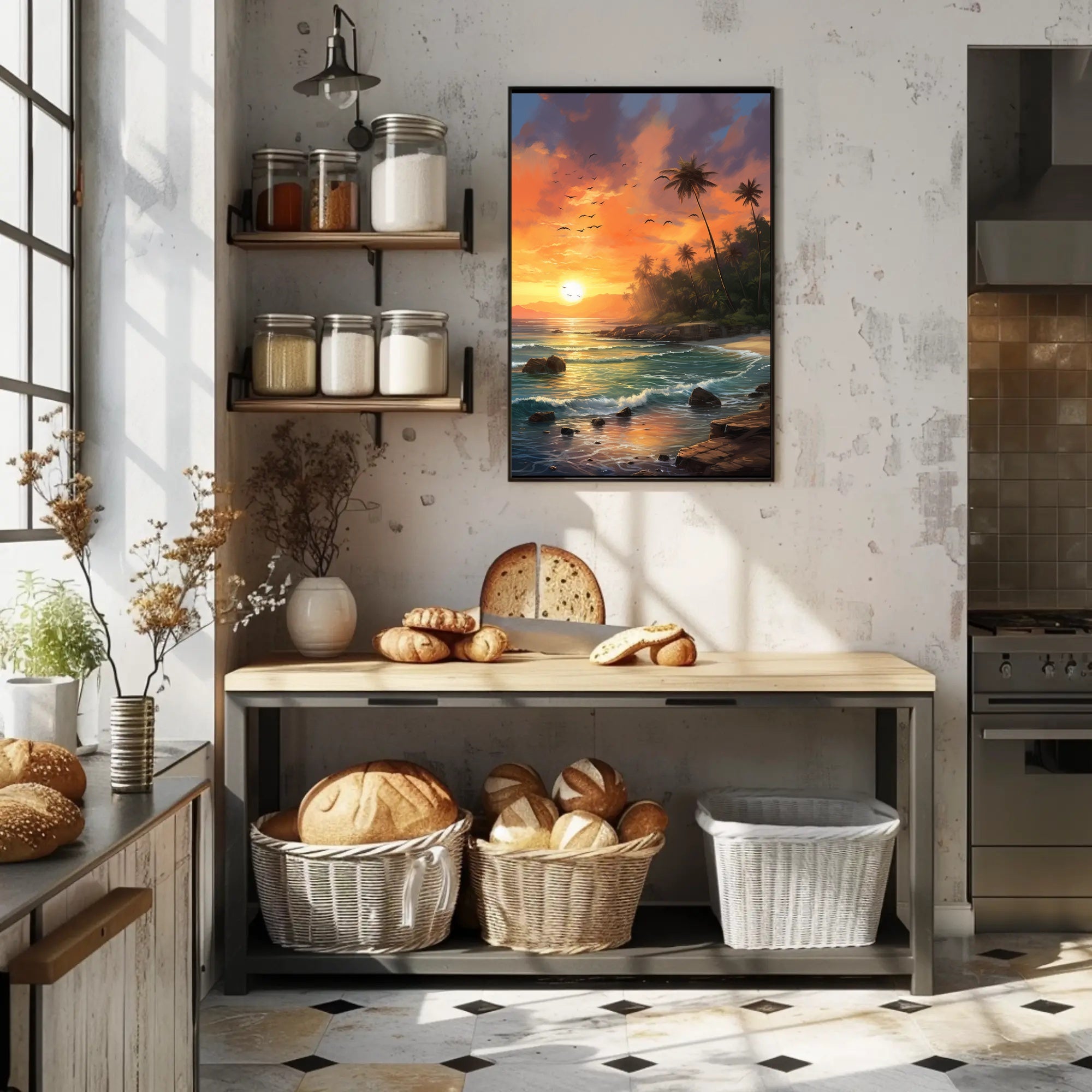 Tropical Sunset Serenity on Beach Travel Poster