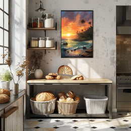 Tropical Sunset Serenity on Beach Travel Poster