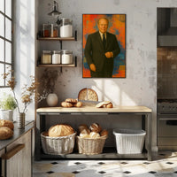 Vibrant Abstract Geometric Man in Suit Artistic Poster