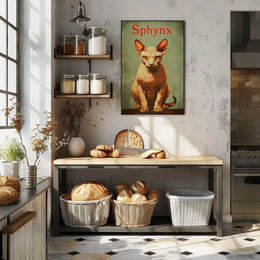 Sphynx Cat Minimalist Art Print For Modern Home Poster