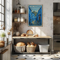 Chefchaouen Blue Pearl Watercolor Art Poster Print