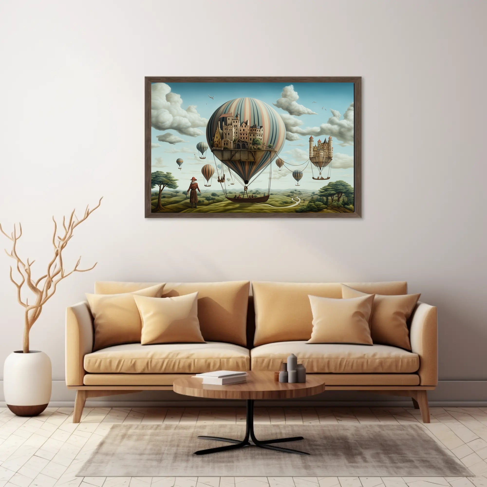 Whimsical Balloon Villages Fantasy or Mythology Poster