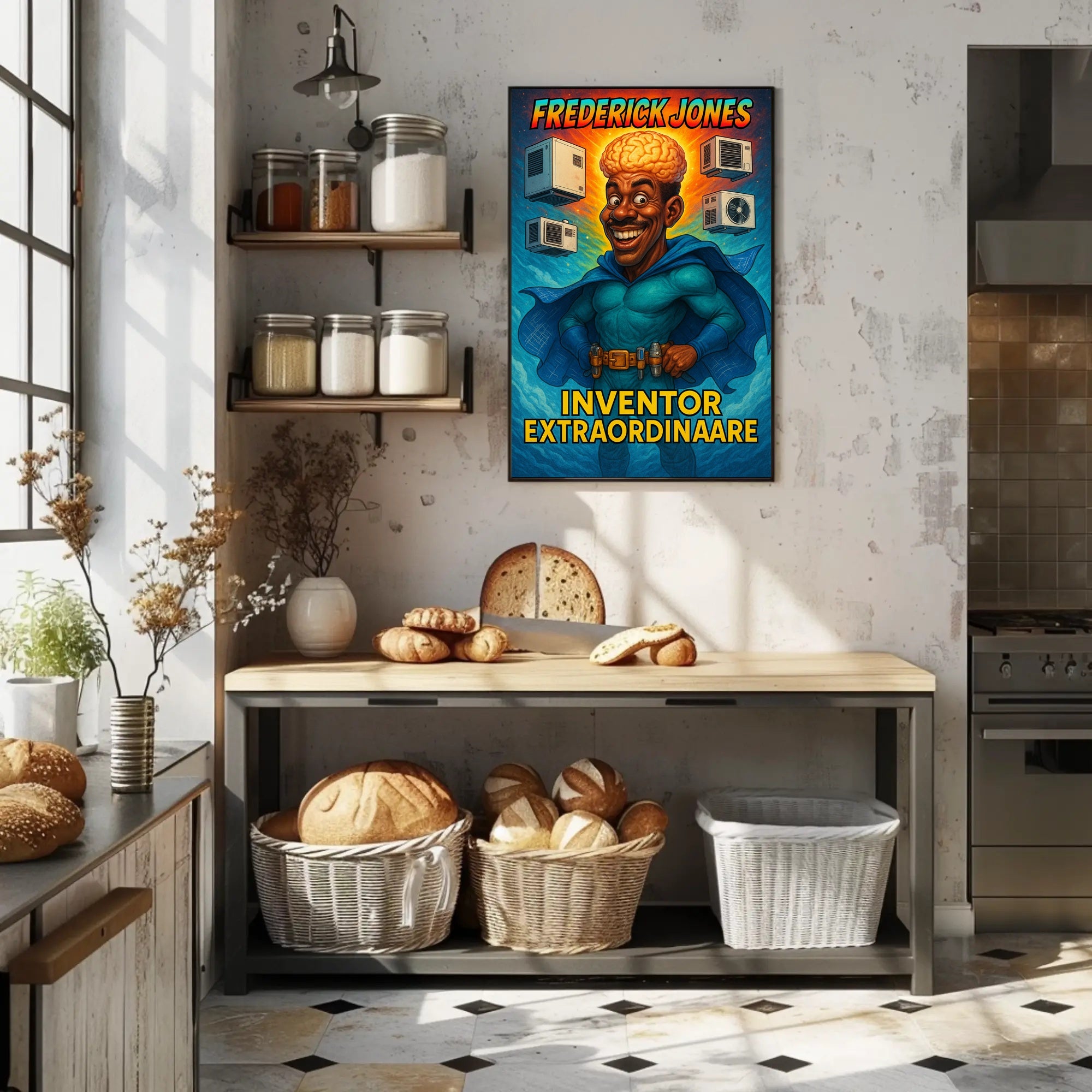 Frederick Jones Superhero Inventor Educational or Infographic Poster PosterGoat
