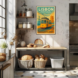 Lisbon Vintage Travel Poster Portugal Tram Print