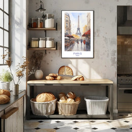 Parisian Autumn Stroll: Watercolor Urban or Cityscape Poster PosterGoat