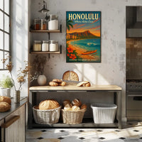 Honolulu Vintage Travel Poster Aloha Adventure Awaits