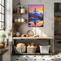 Matterhorn Sunset Reflection Vibrant Art Poster
