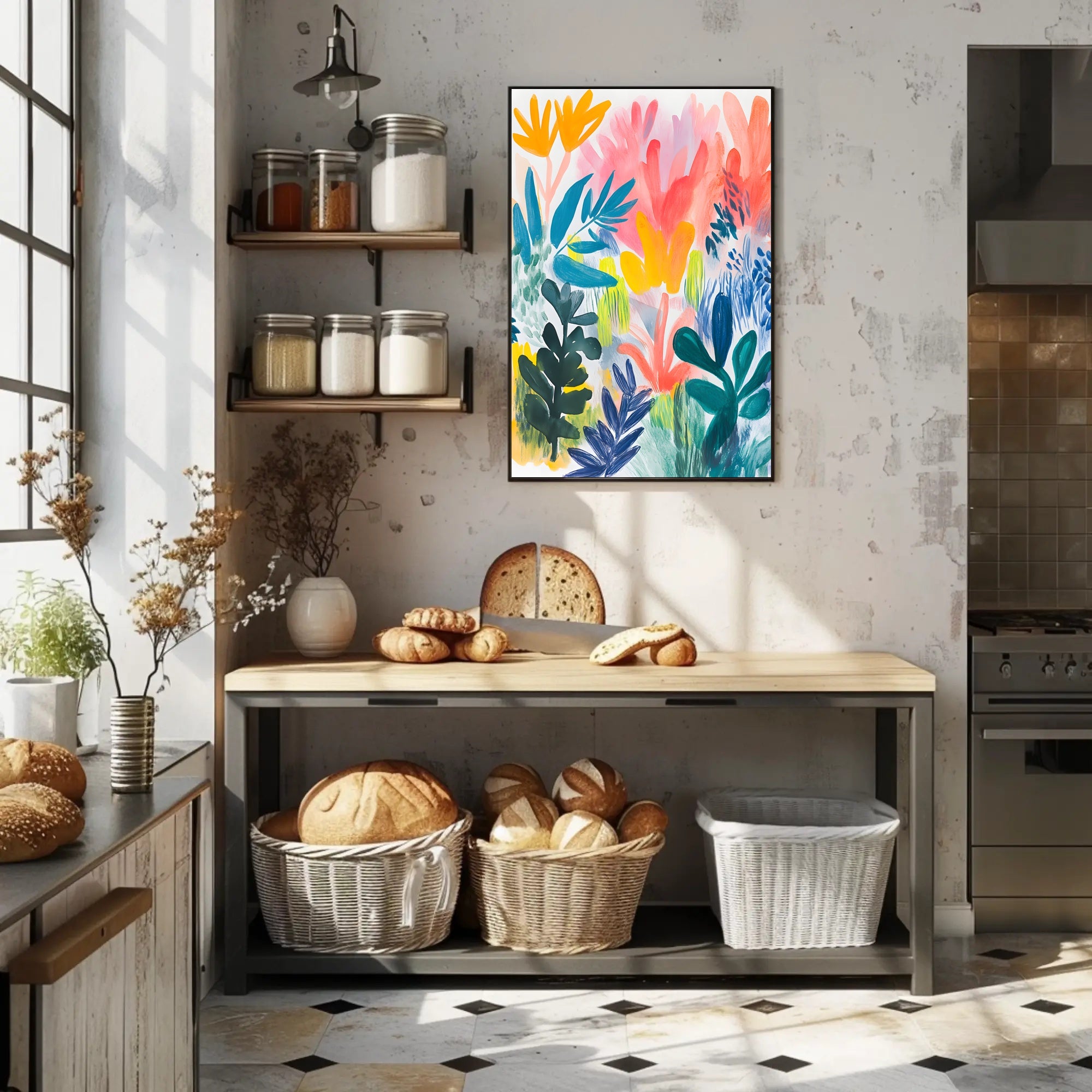 Abstract Foliage Poster Wall Art with Vibrant Colors