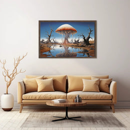 Surreal Mushroom Landscape in a Fantasy or Mythology Poster