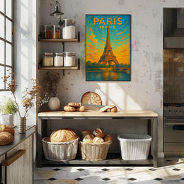 Paris, France Eiffel Tower At Sunset Poster