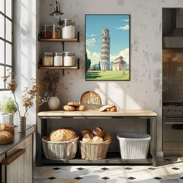 Leaning Tower of Pisa Vintage Travel Poster Art