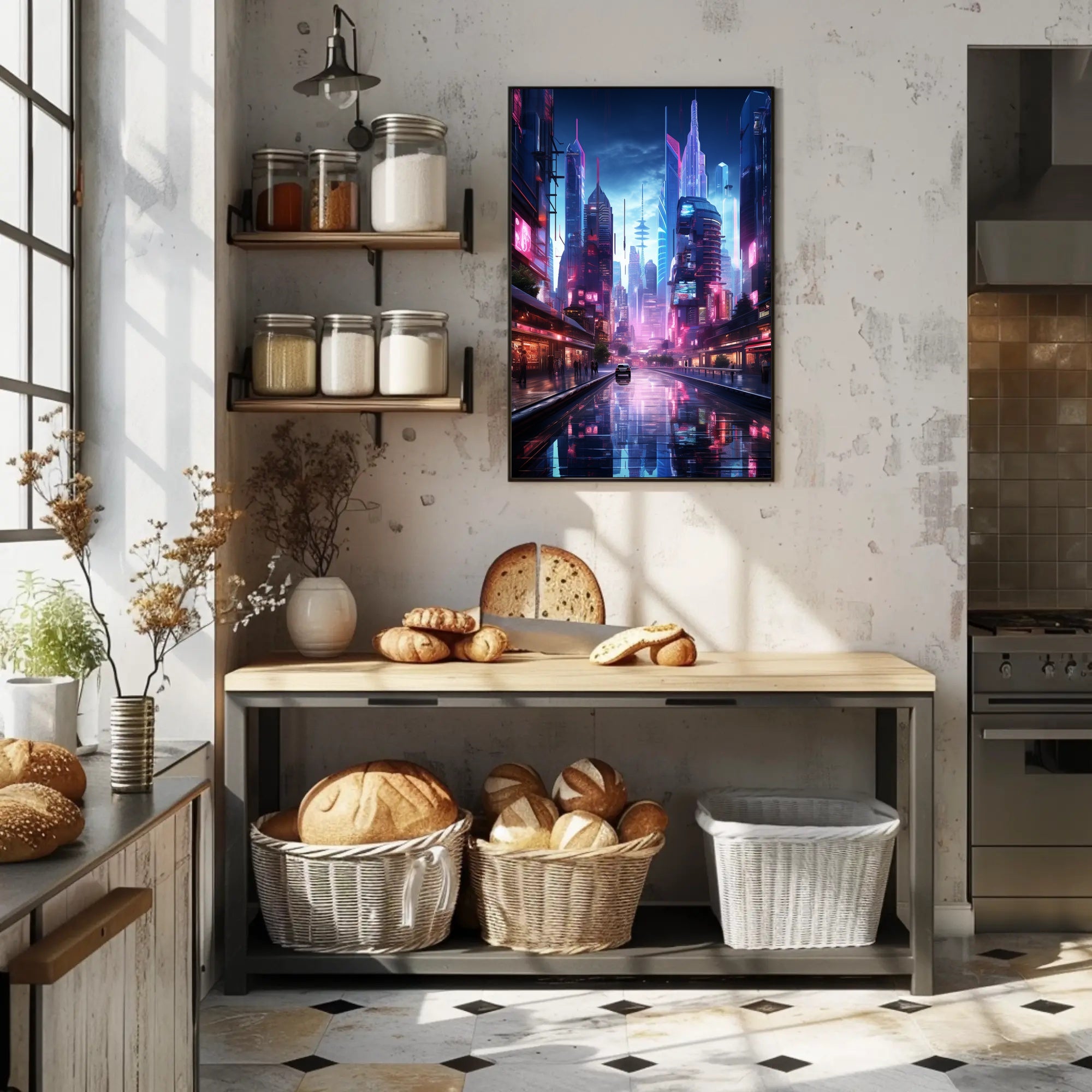 Neon Cityscape Poster