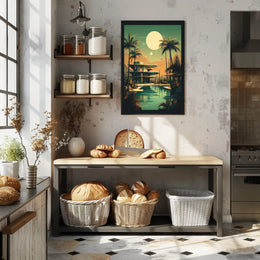 Retro-Futuristic Oasis Retro Poster PosterGoat