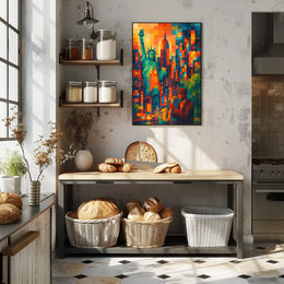 New York City Jazz Poster Abstract Vibrant Wall Art