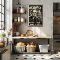 Franklin D. Roosevelt 32nd President of the United States B & W Comic Sketch Poster
