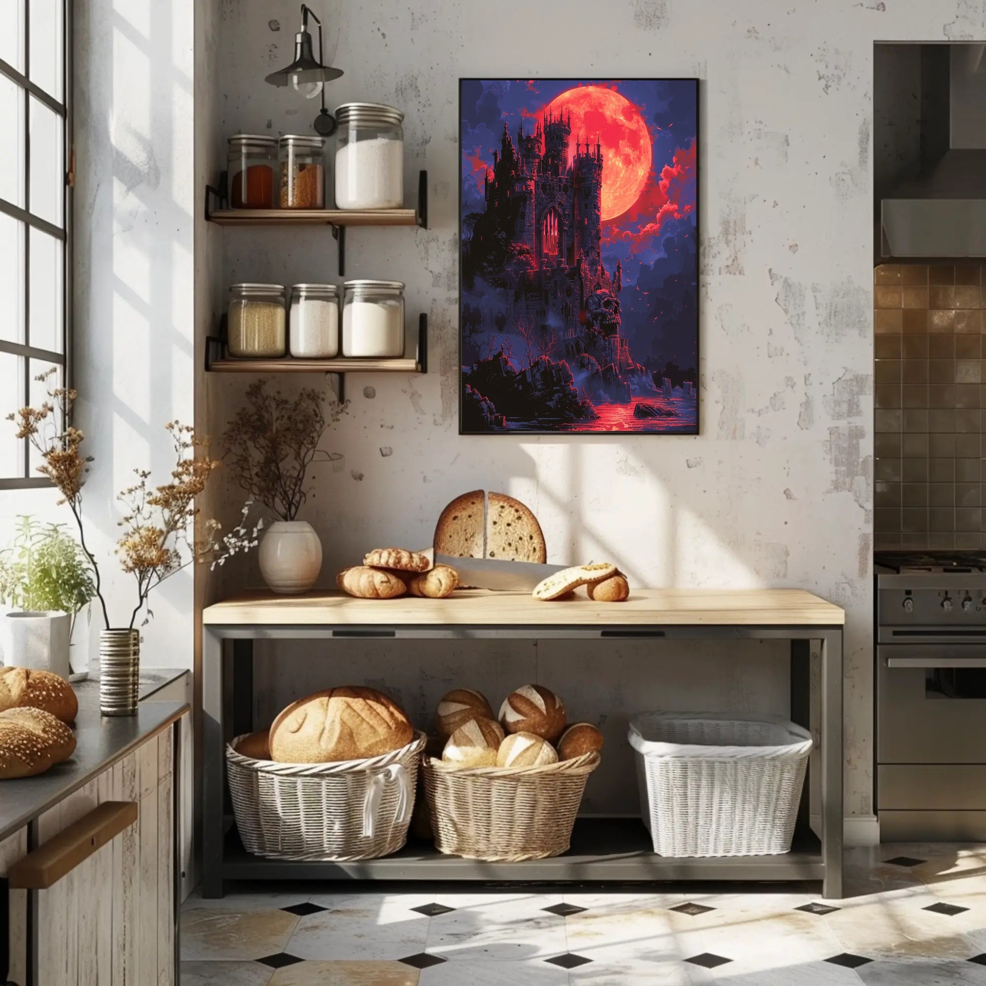 Blood Moon Castle Art Print Poster for Home Decor PosterGoat