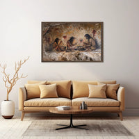 Ancient Cave Art Poster: Prehistoric Communal Scene