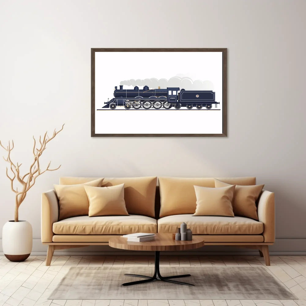 Vintage Steam Locomotive Poster: Classic Rail Elegance