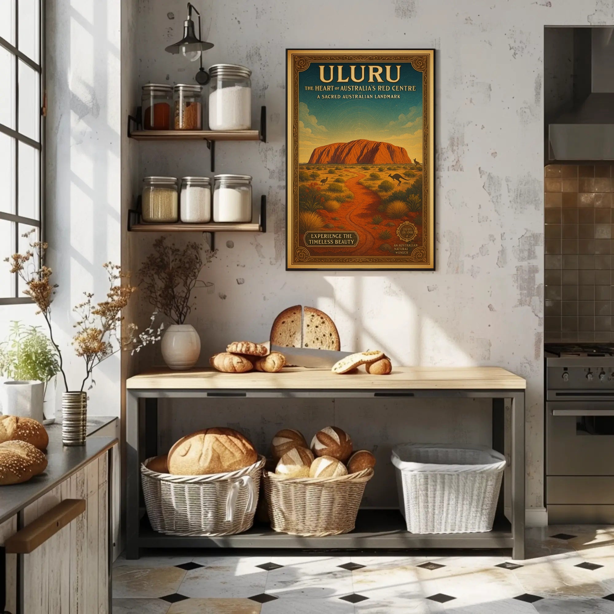 Uluru Vintage Travel Poster Wall Art Print