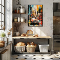 Stylized New York Cityscape Mid-20th Century Travel Poster