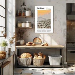 Bethlehem Urban Landscape with Middle Eastern Architecture Cityscape Poster PosterGoat