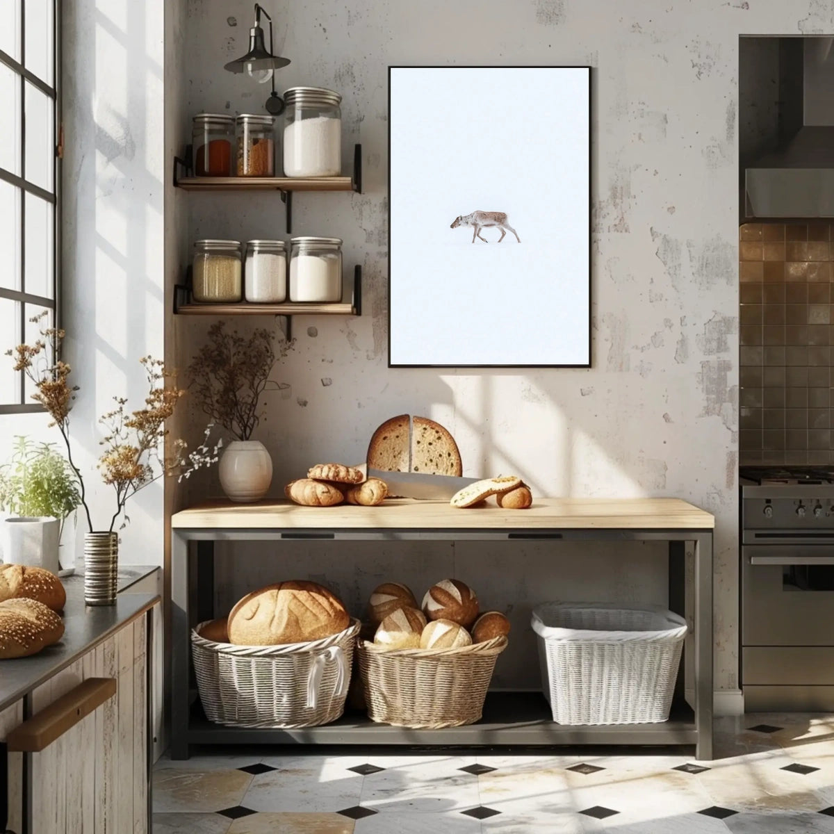 Solitary Reindeer In Snow Poster