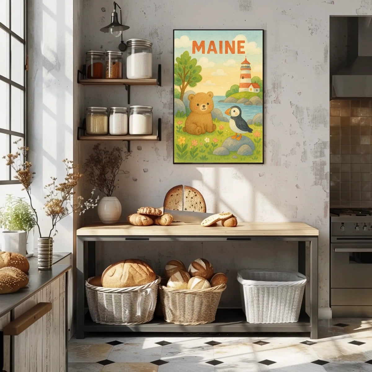 Maine Wildlife and Lighthouse Poster
