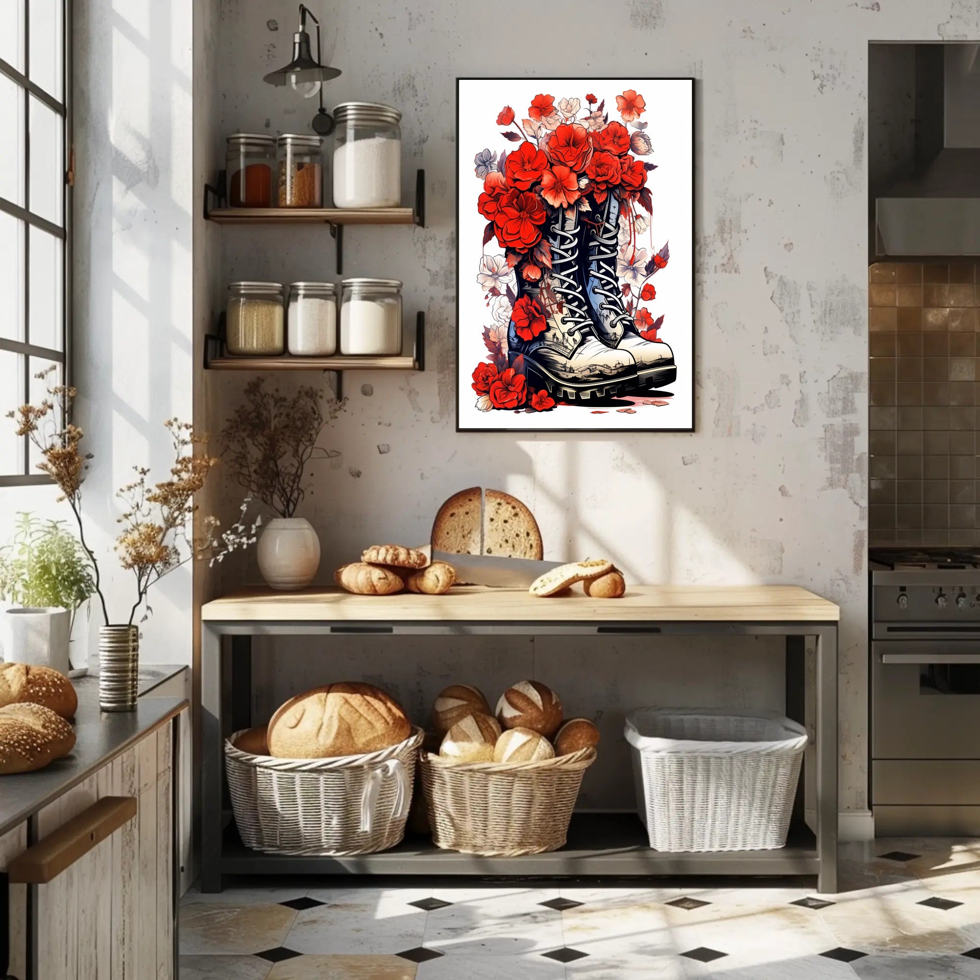 Floral Boots A Fusion Of Nature And Poster