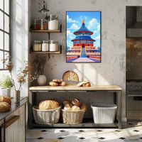 Temple of Heaven Vibrant Illustration Art Poster