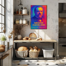 Grover Cleveland 22nd President of the United States Neon Gradient Overlay Poster