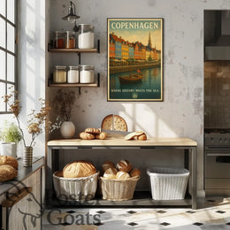 Copenhagen Nyhavn Waterfront Travel Poster
