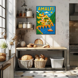 Amalfi Coast Illustration Poster