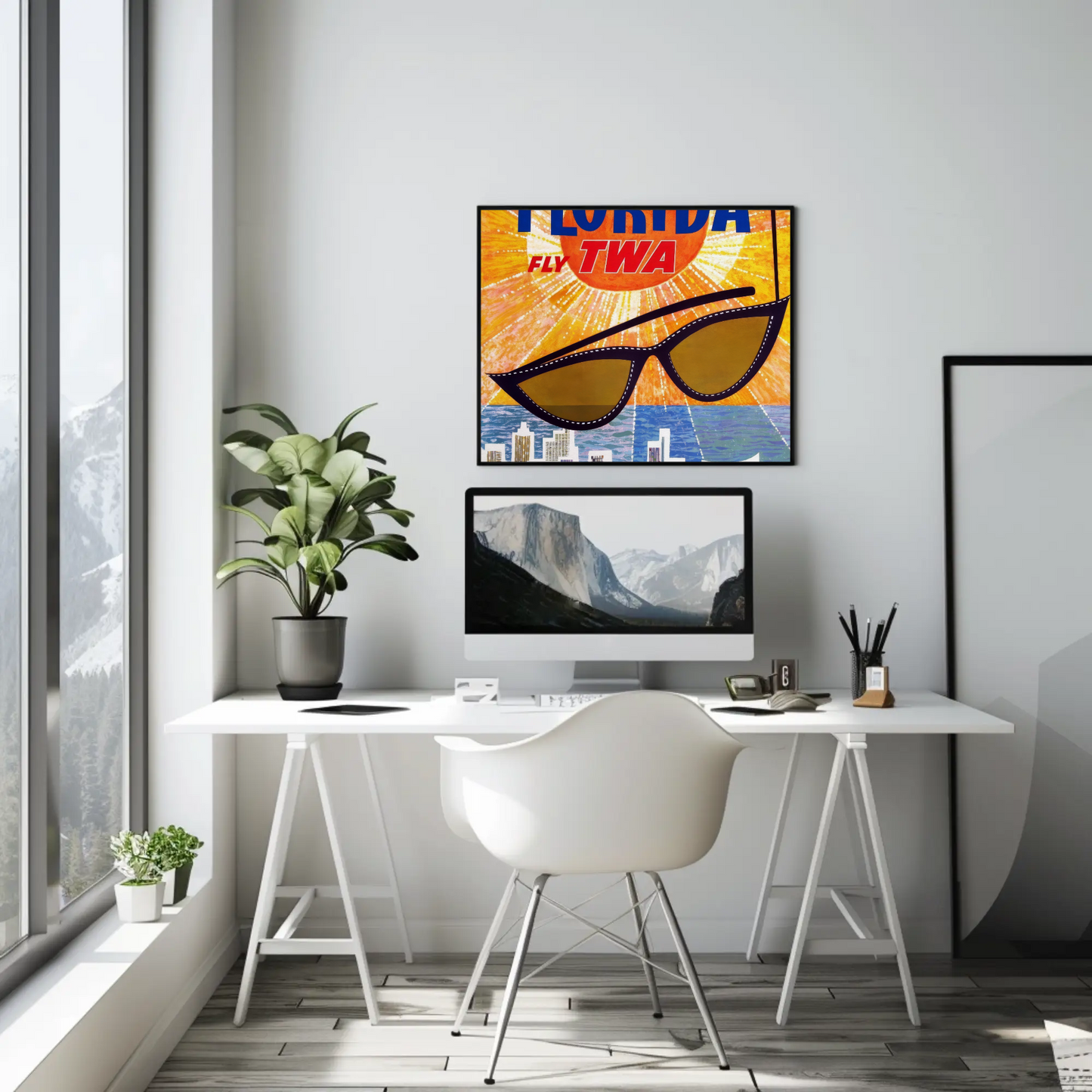 1960s Florida Fly TWA Vintage Style Travel Poster