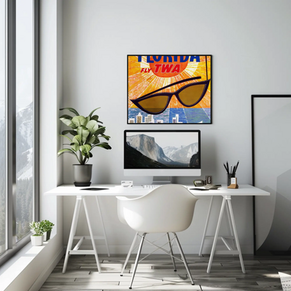 1960s Florida Fly TWA Vintage Style Travel Poster