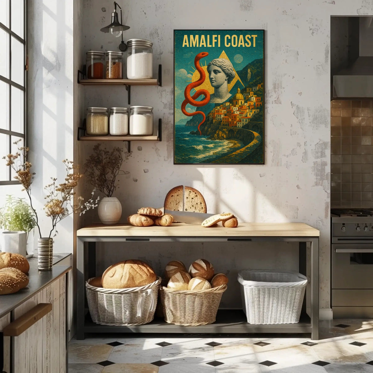 Amalfi Coast Artistic Impression Poster Wall Art Decor