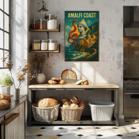 Amalfi Coast Artistic Impression Poster Wall Art Decor
