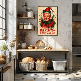Bill Clinton Christmas Elf Historical or Presidential Poster