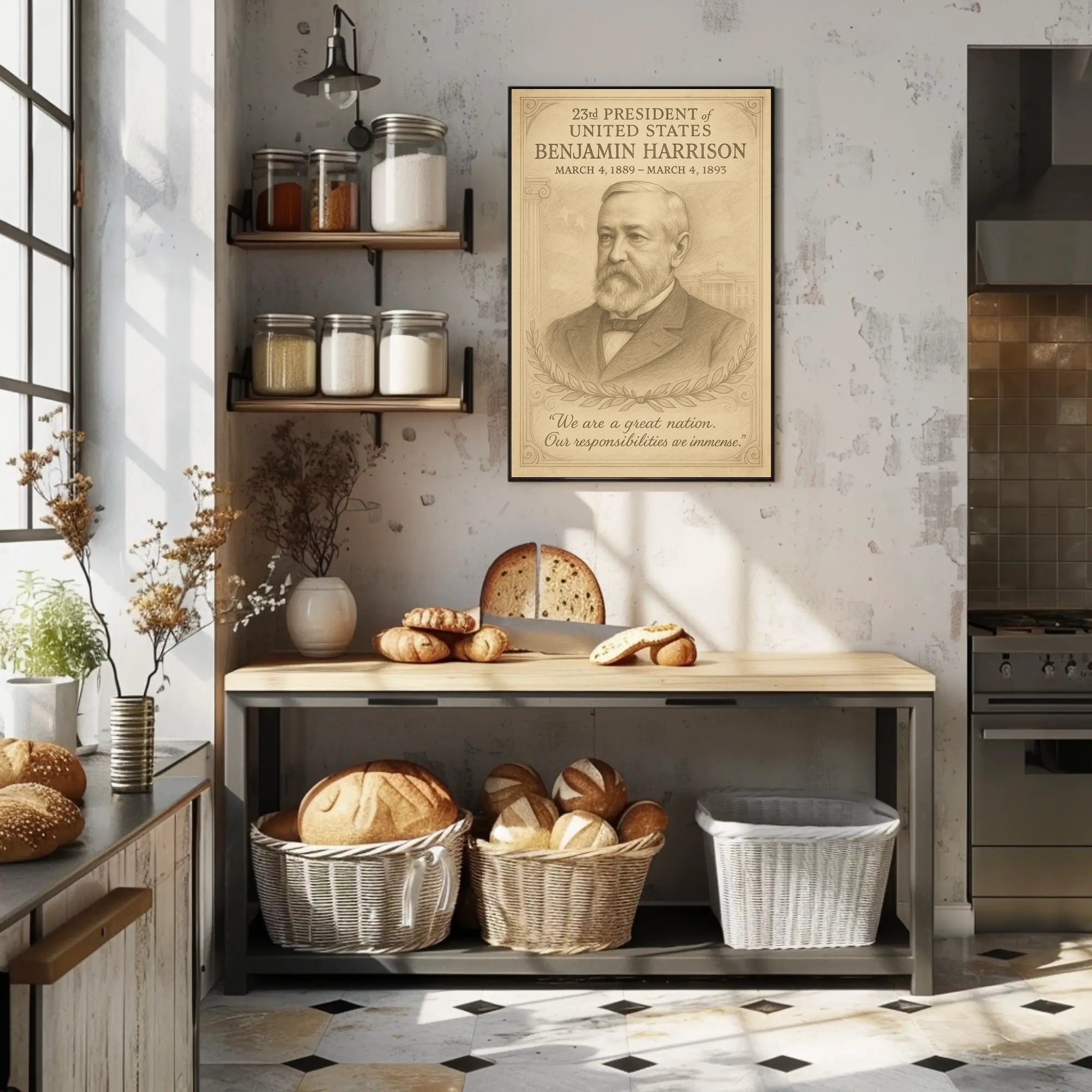 Benjamin Harrison 23rd President Sketch Poster Art Print Decor PosterGoat