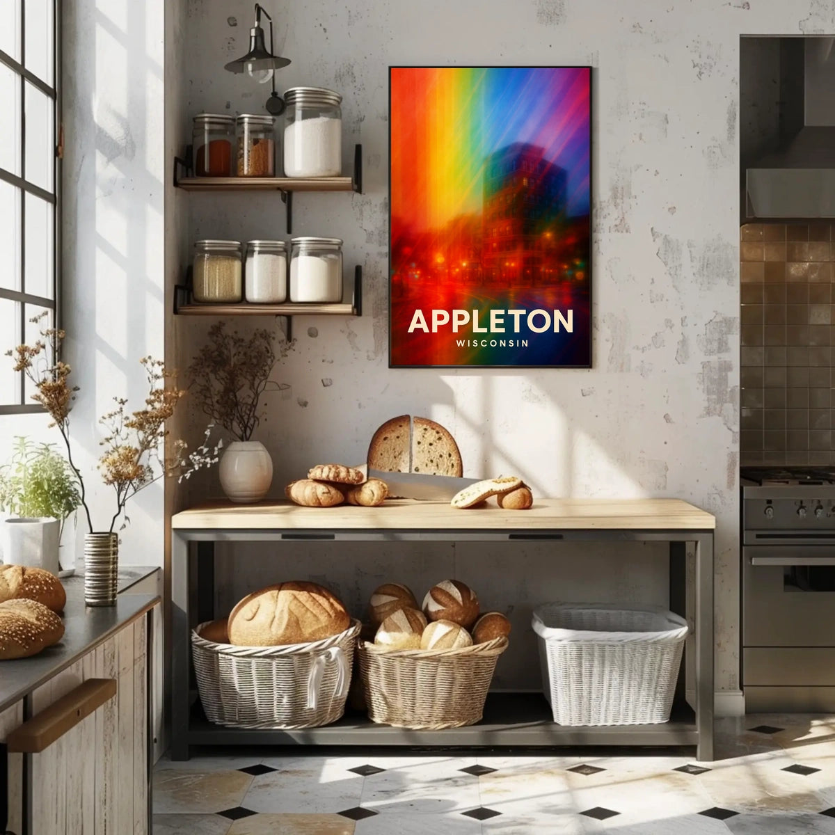 Appleton Vibrant Nightscape Abstract Art Poster