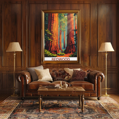 Redwood National Park California Forest Travel Poster