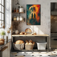 Celestial Warriors Under Twin Moons Fantasy or Mythology Poster PosterGoat