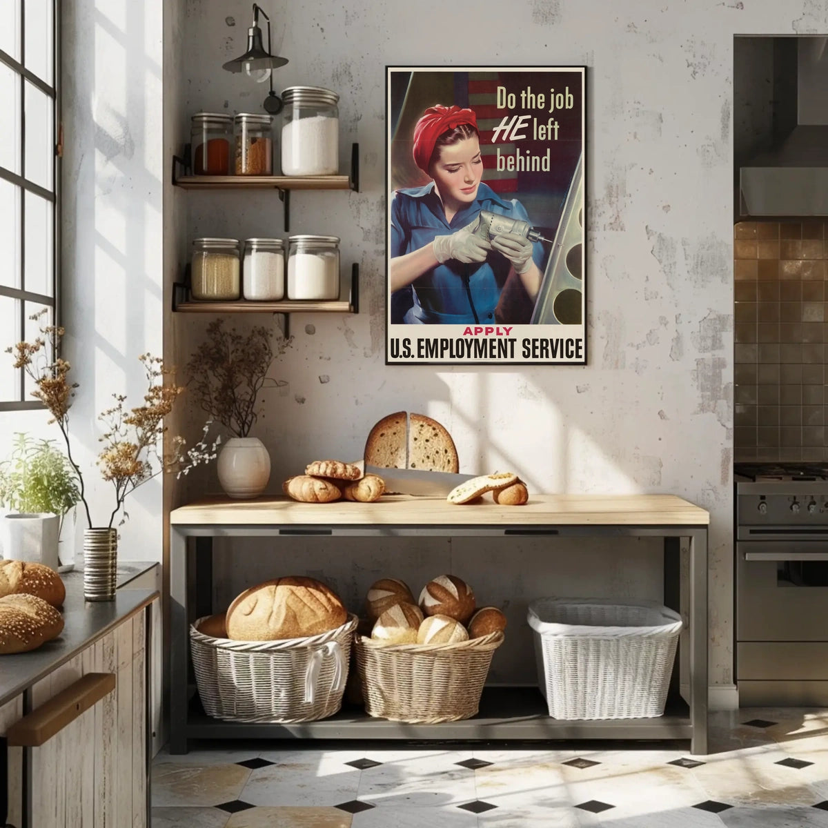 Rosie the Riveter WWII Propaganda Vintage Poster