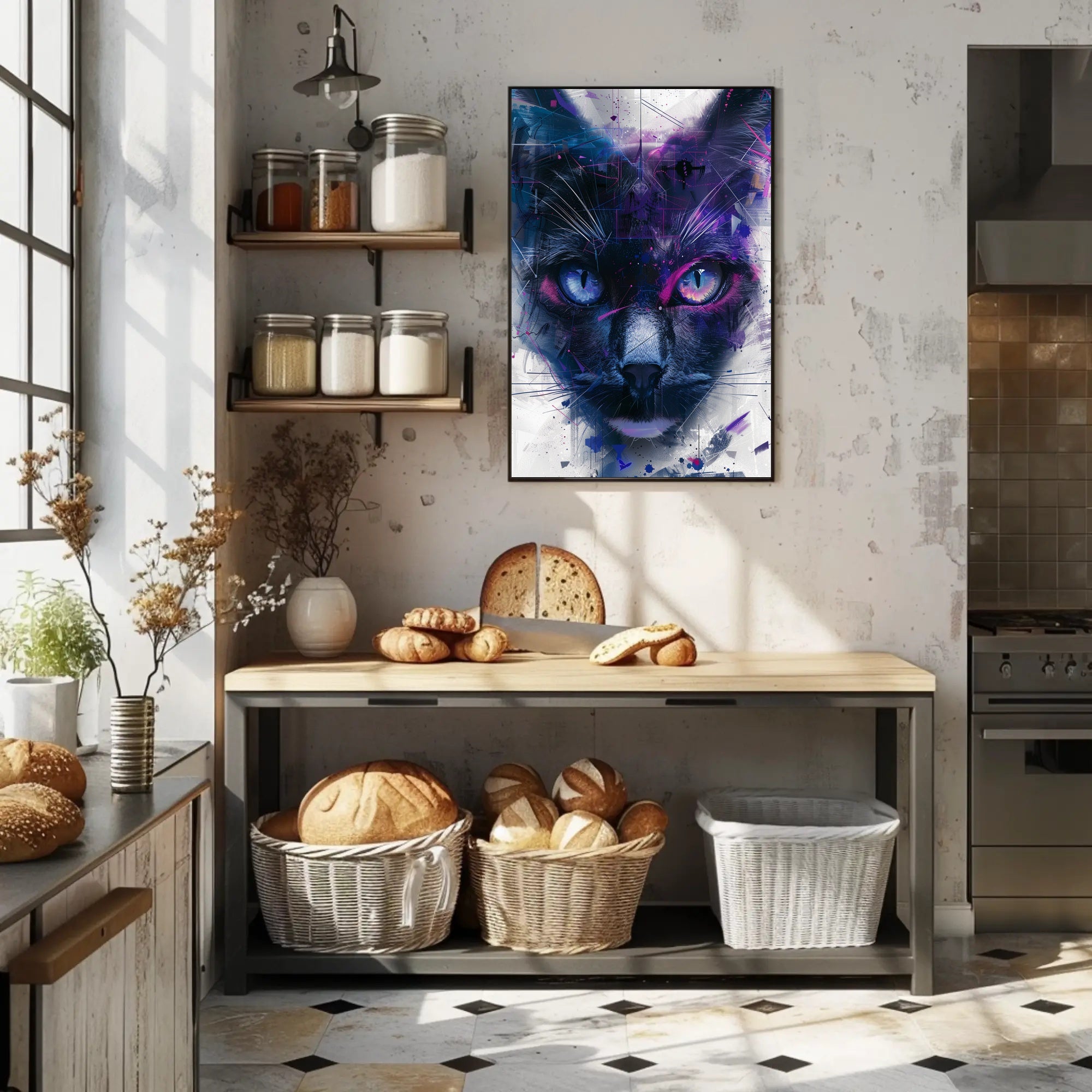 Cosmic Feline Art Print Poster for Home Decor and Wall Art PosterGoat