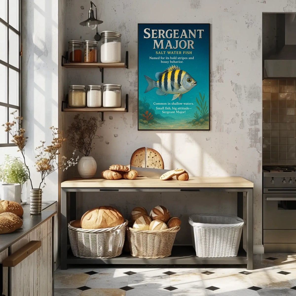 Sergeant Major Fish Bold Stripes and Big Attitude Poster