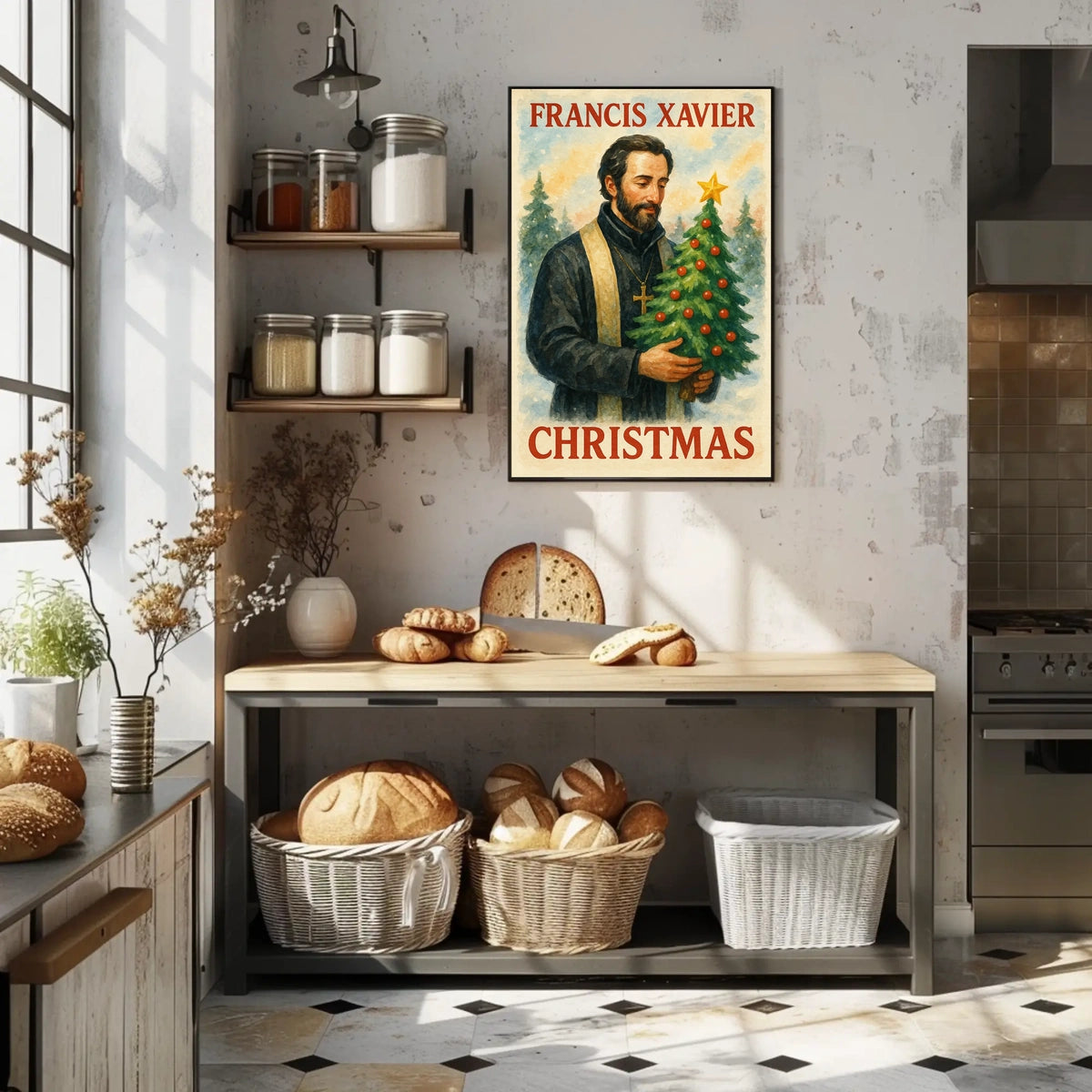 Francis Xavier's Festive Scene with Evergreen Trees - Historical or Presidential Poster